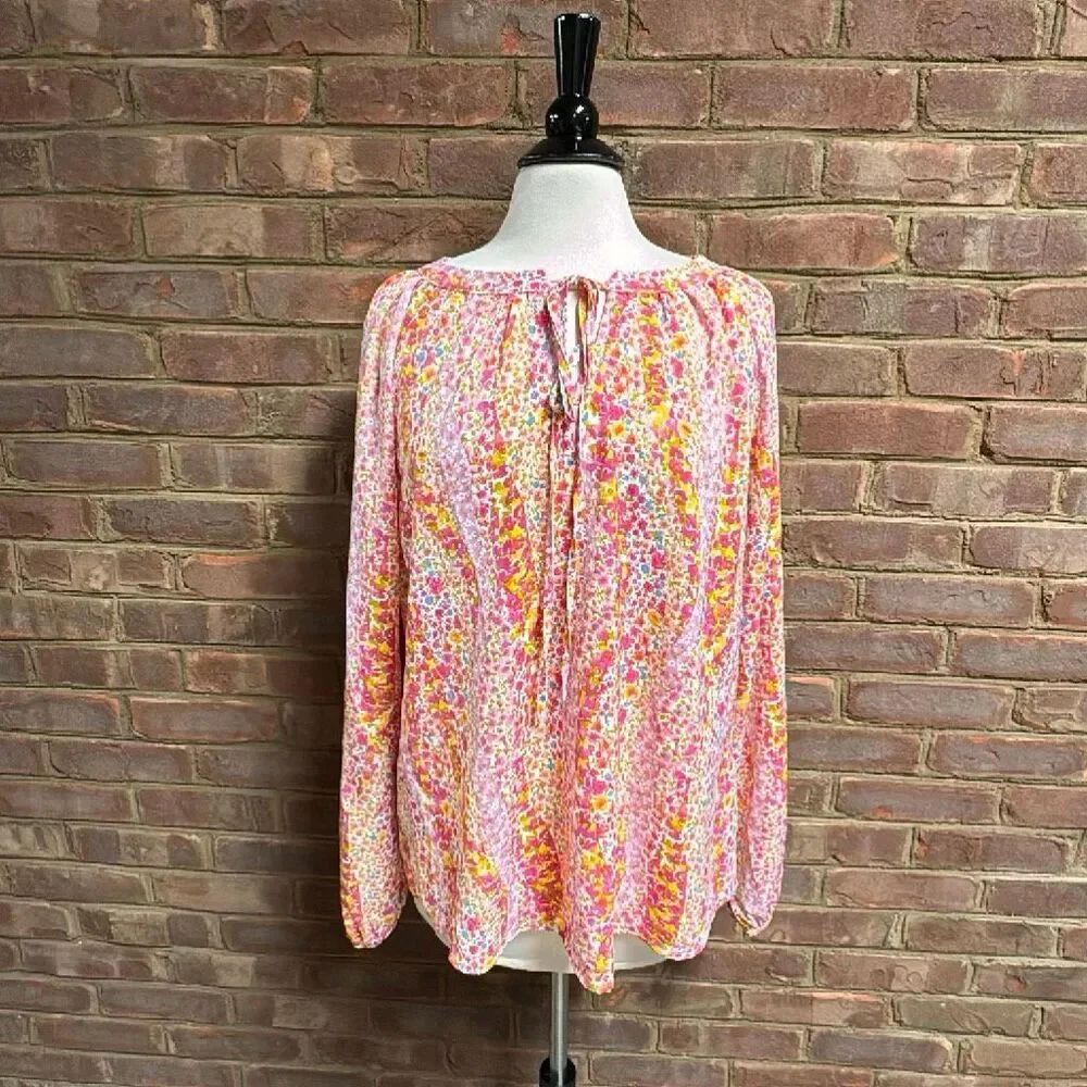 Emily Wonder Women’s Pink Floral Long Sleeve Top Sz Large NEW